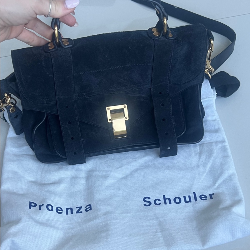 Proenza Schouler Navy Suede PS1 Tiny